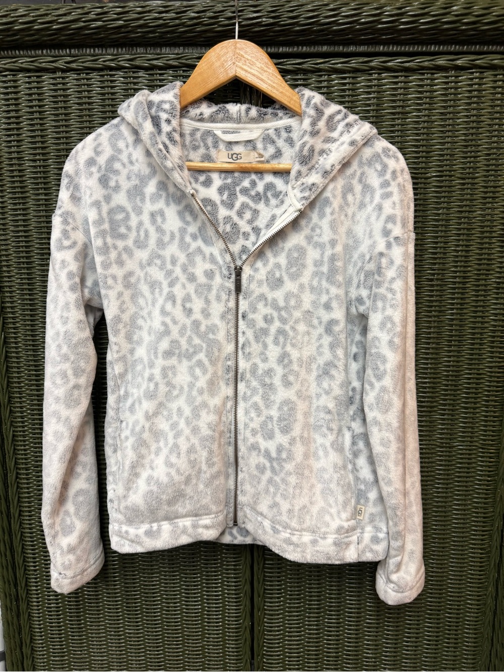 NWOT UGG Plush Leopard Print Full Zip Hoodie Jacket S